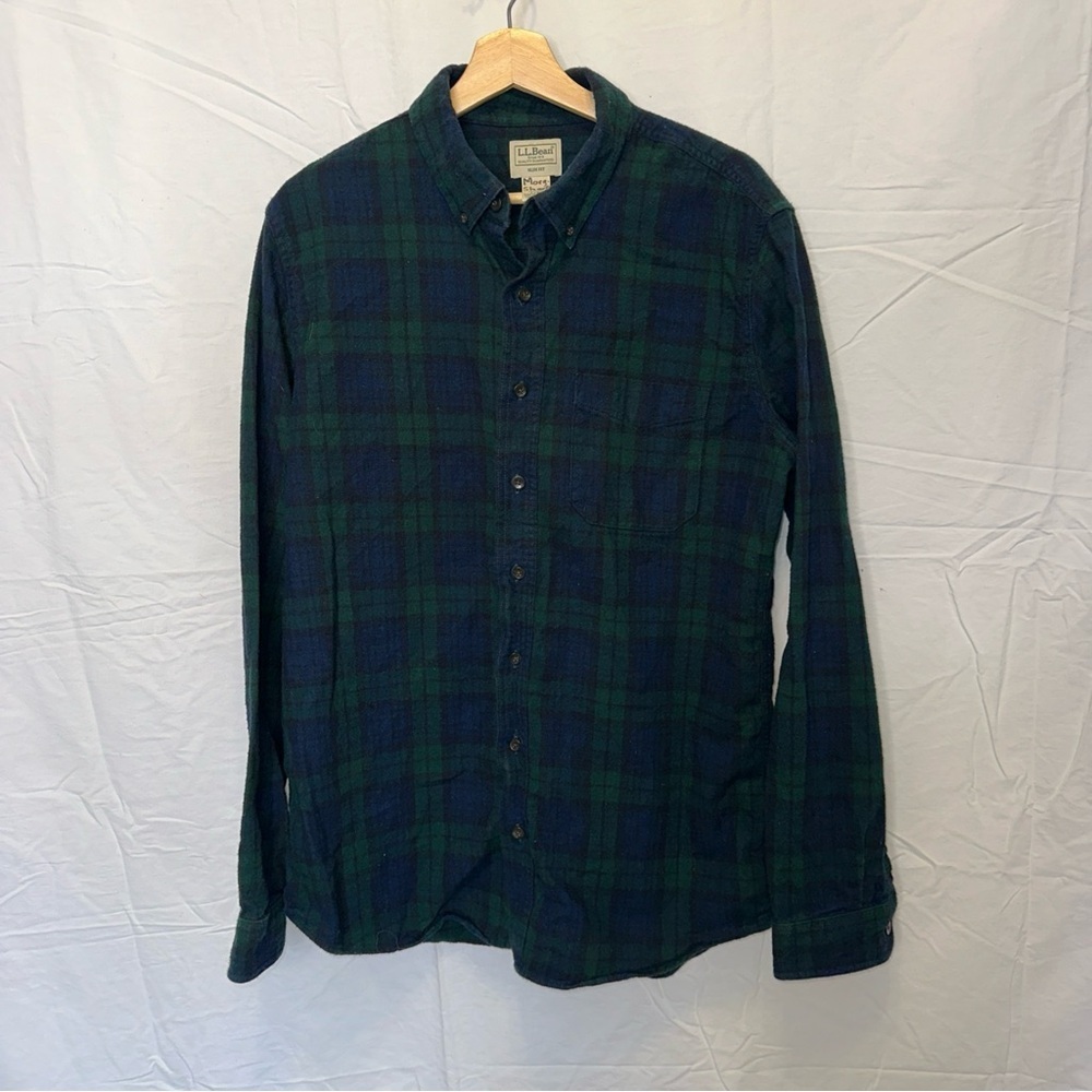 LL BEAN SLIM FIT FLANNEL SIZE L TALL N22